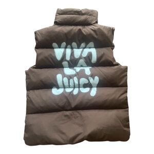 Juicy Couture "Viva La Juicy" Reversible Down Puffer Vest Brown Mint Y2K M